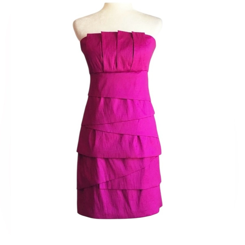 NWT MAX & CLEO PINK CRANBERRY STRAPLESS COCKTAIL DRESS SIZE 8